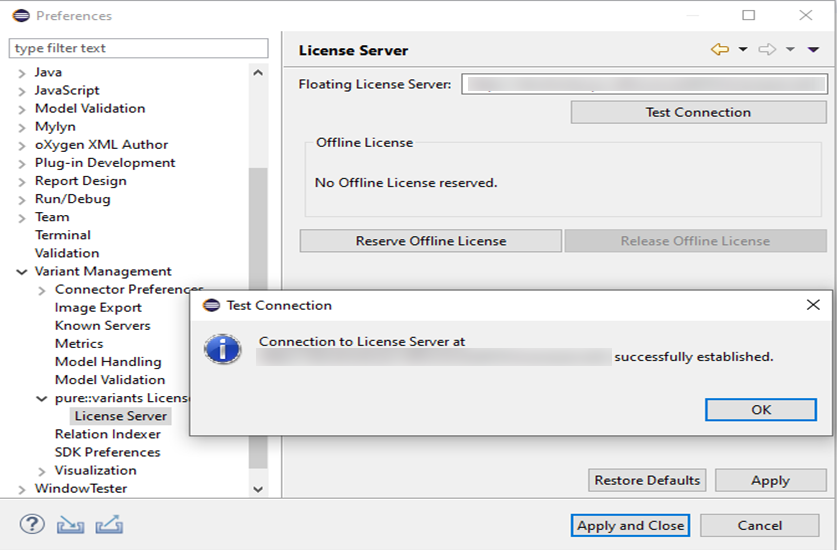 pure::variants License Preferences
