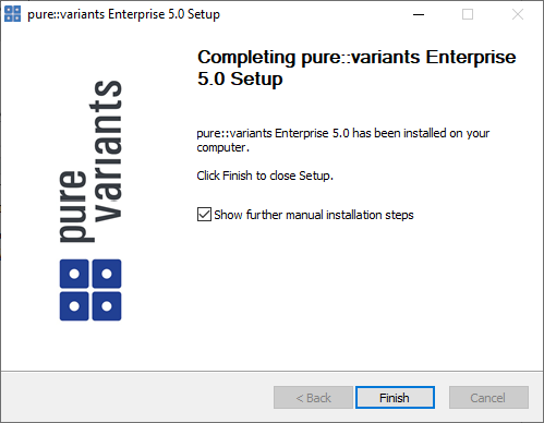 Update pure::variants Desktop Client Finish Page