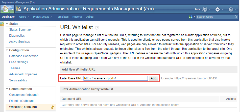 Adding A URL In RM Whitelist