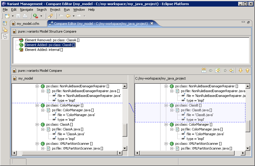 Model update from Directory Tree in Compare Editor