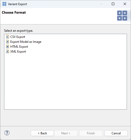 VDM export wizard