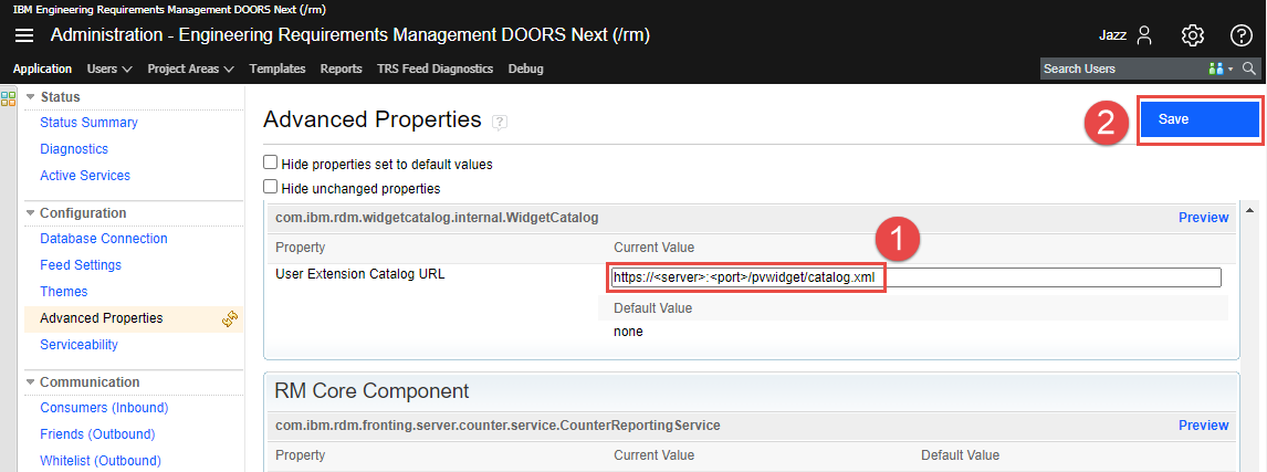 RM User Catalog Configuration