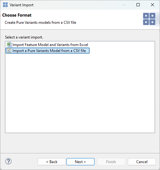 Select Variant Import Format