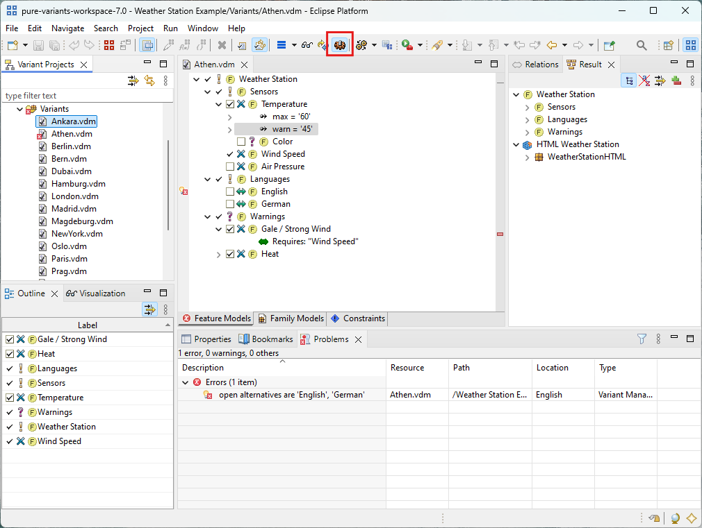 Automatically Resolved Feature Selections