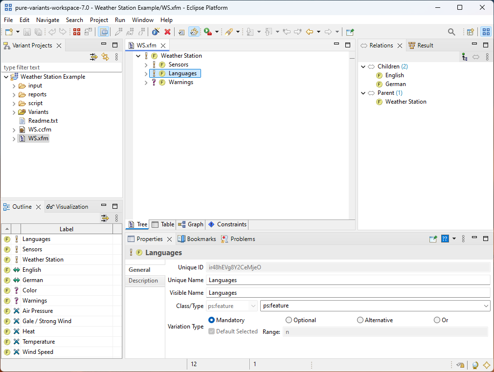A simple Feature Model of a weather station