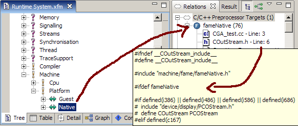 Representation of a C/C++ Preprocessor Constant in the Relations View