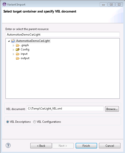 Import VEL Description Details Page