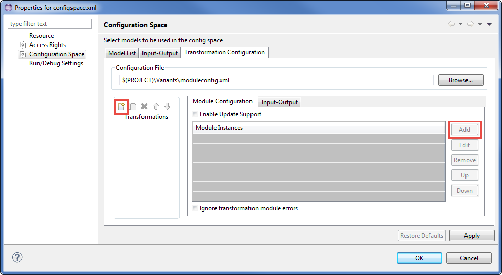 Transformation Configuration