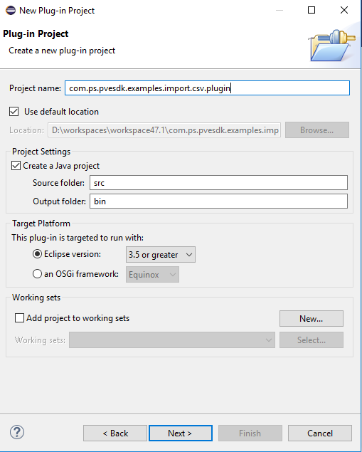 Create new Plug-in Project