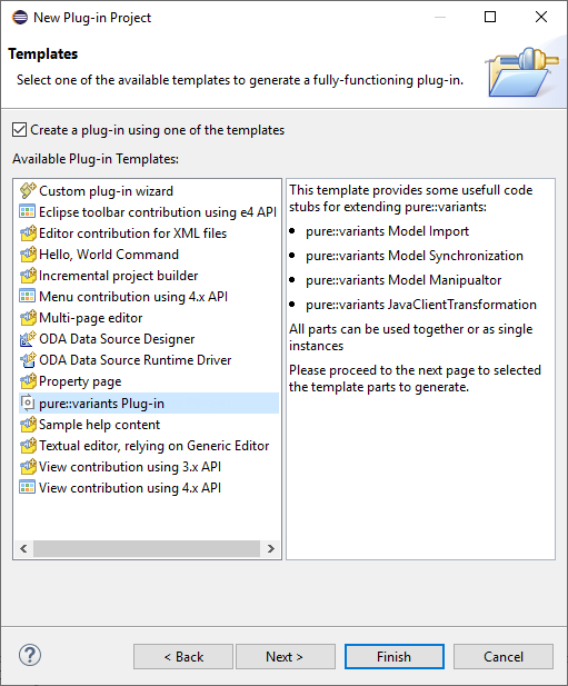 Plug-in Template Selection