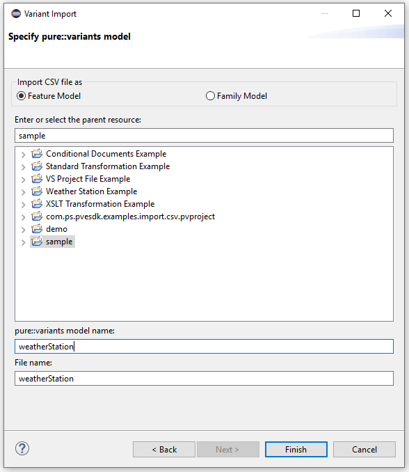 Specify pure::variants model