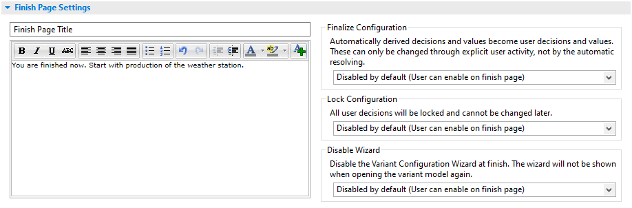 VCWM Editor Finish Page Section