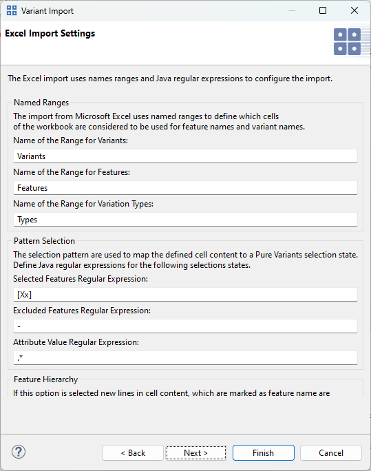 Select Pattern for feature Selection