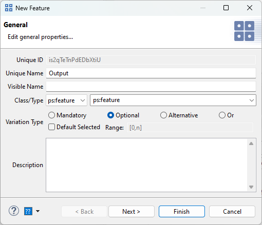 New Feature wizard