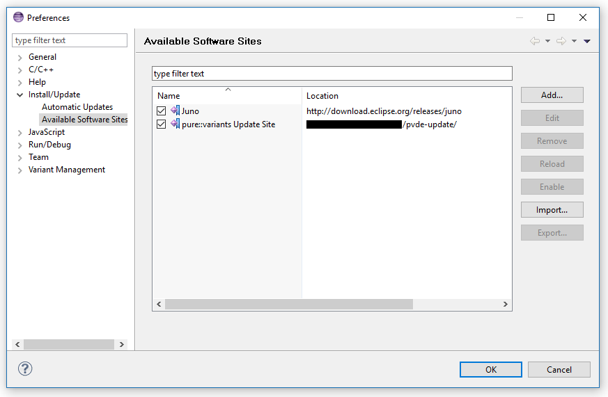 Update Site Selection
