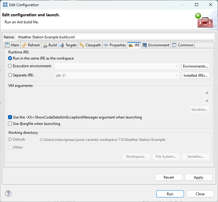 Ant Build JRE Parameter