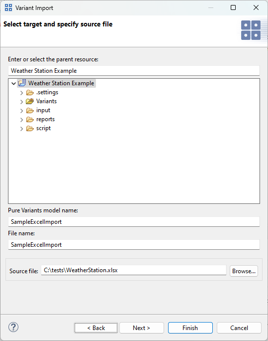 Select Target and Specify Source file