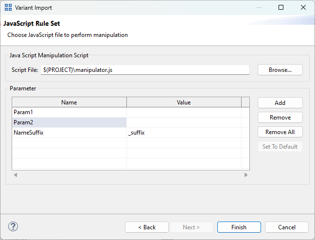 JavaScript Manipulator Wizard Page