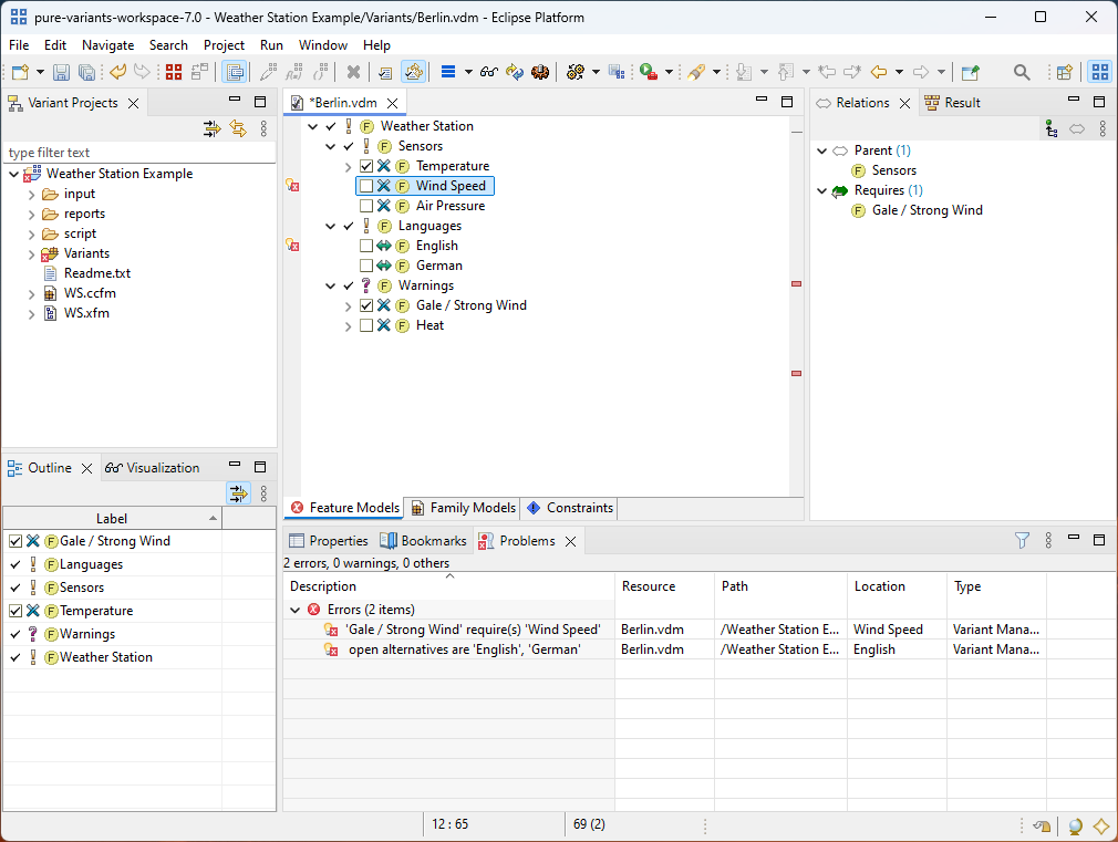 VDM with a problematic selection