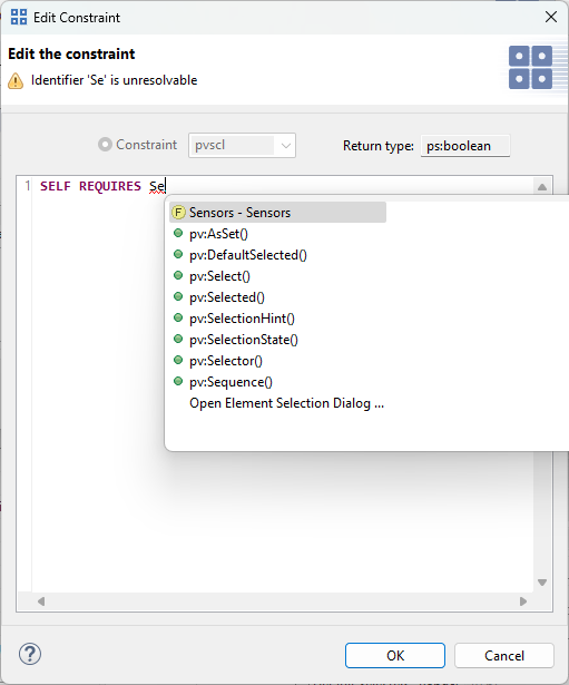 Advanced pvSCL expression editor