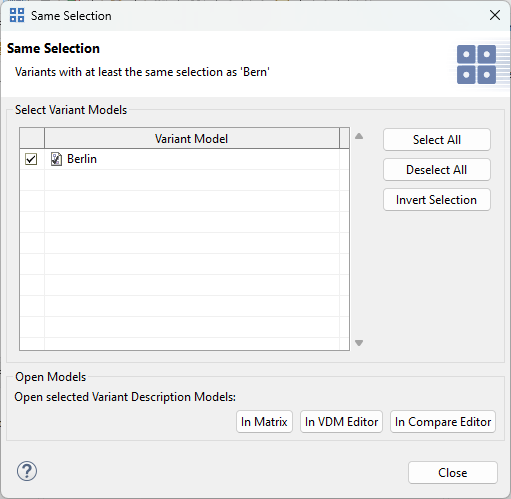 The same selection result dialog
