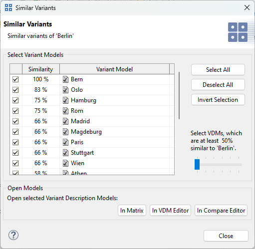 The similarity calculation result dialog