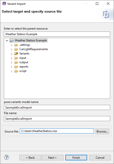 Select Target and Specify Source file
