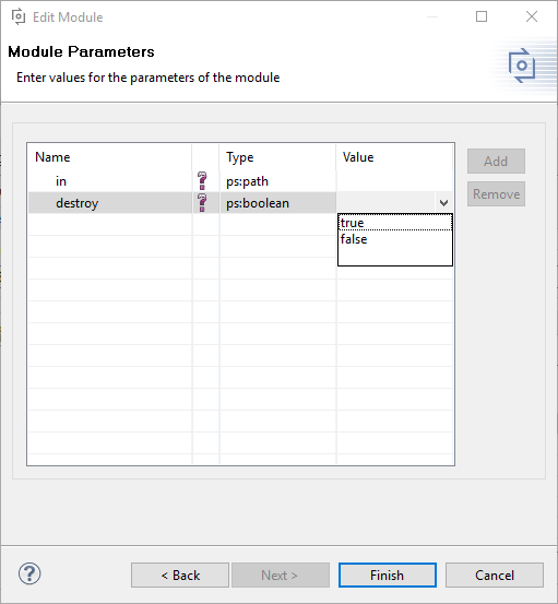 Transformation module parameters