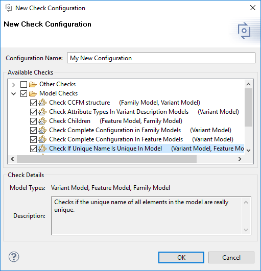 New Check Configuration Dialog