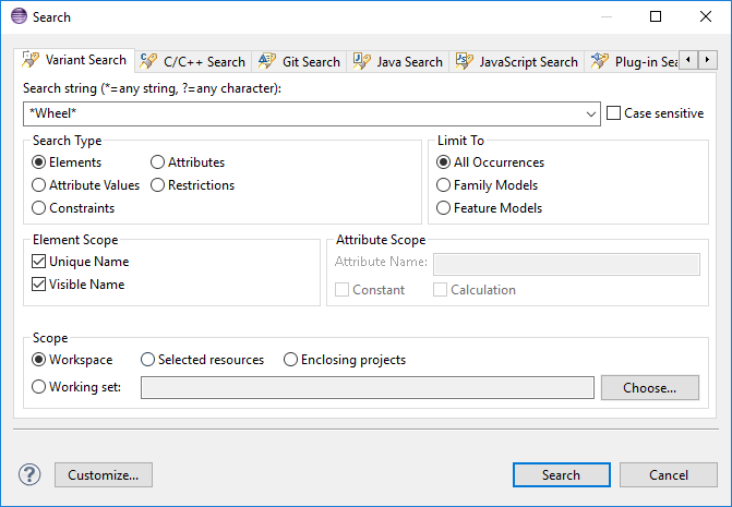 The Variant Search Dialog
