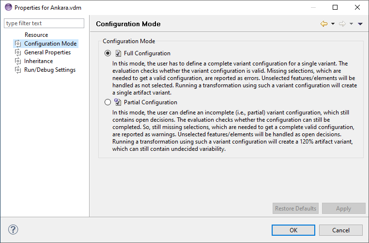 Variant Model Configuration Mode Page