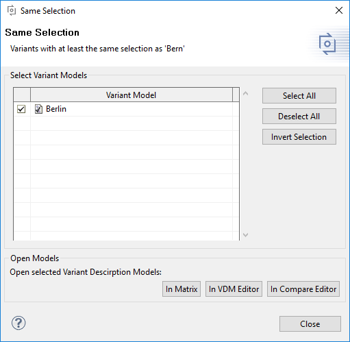 The same selection result dialog