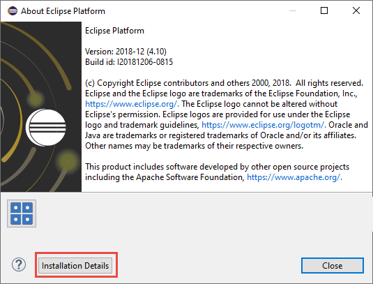 Eclipse About Dialog